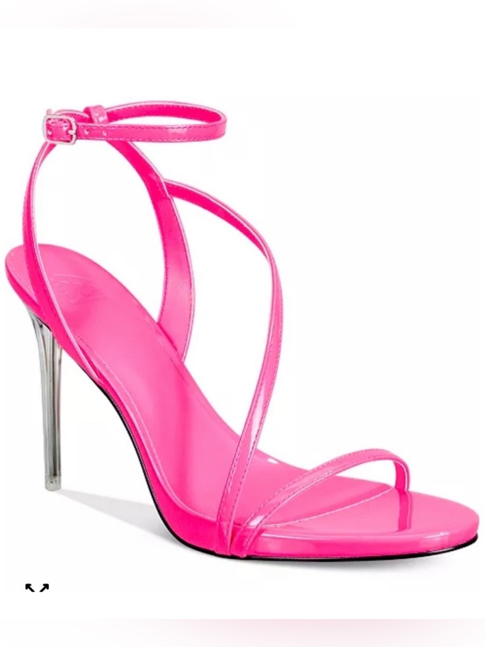 New AAJ By Aminah Women's Zayn Lucite Heel Asymmetrical Strap Dress‎ Sandals 9